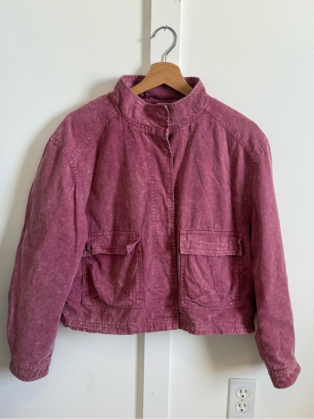 Women's Washed Pink Crop Jacket